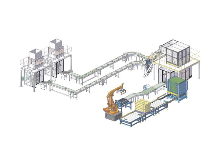Secondary Packing and Palletizing Production Line for Small Bags into Large Bags